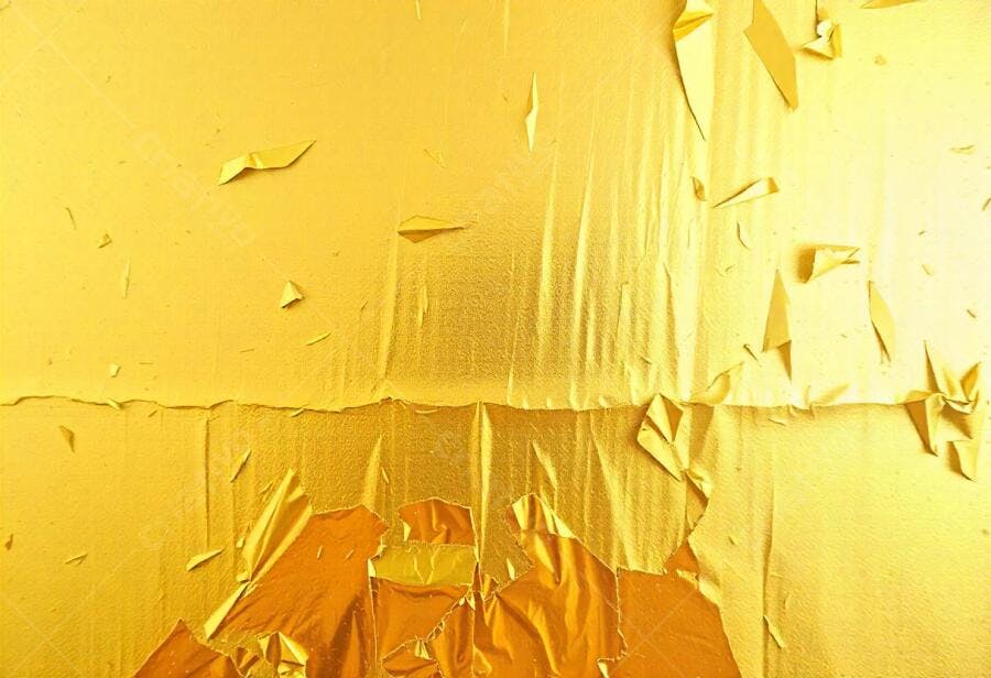 Foto Textura Dourada Descascando Papel Metalizado Brilhante