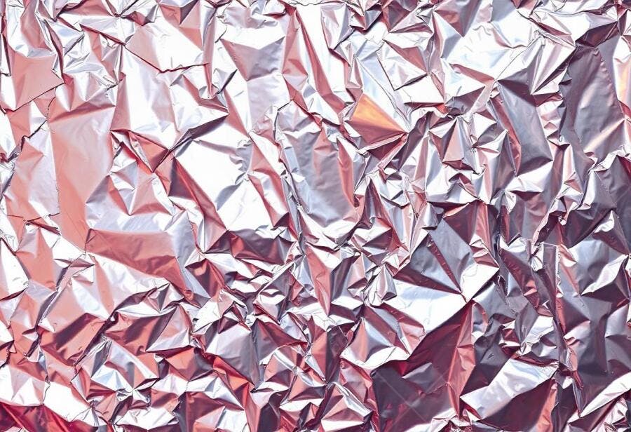 Foto Textura Papel Alumínio Amassado Fundo Abstrato Rosa Prata