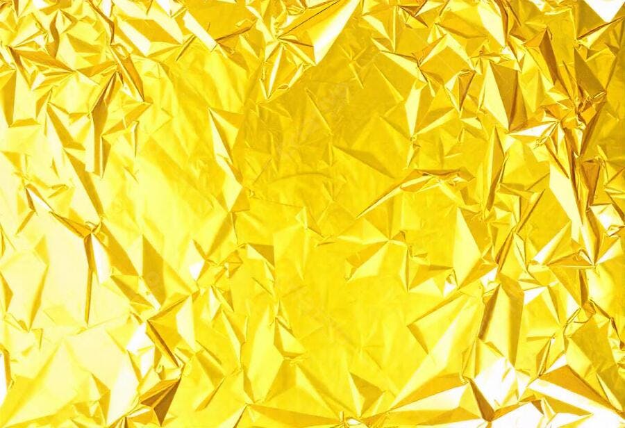Foto Textura Papel Alumínio Dourado Amassado Brilhante