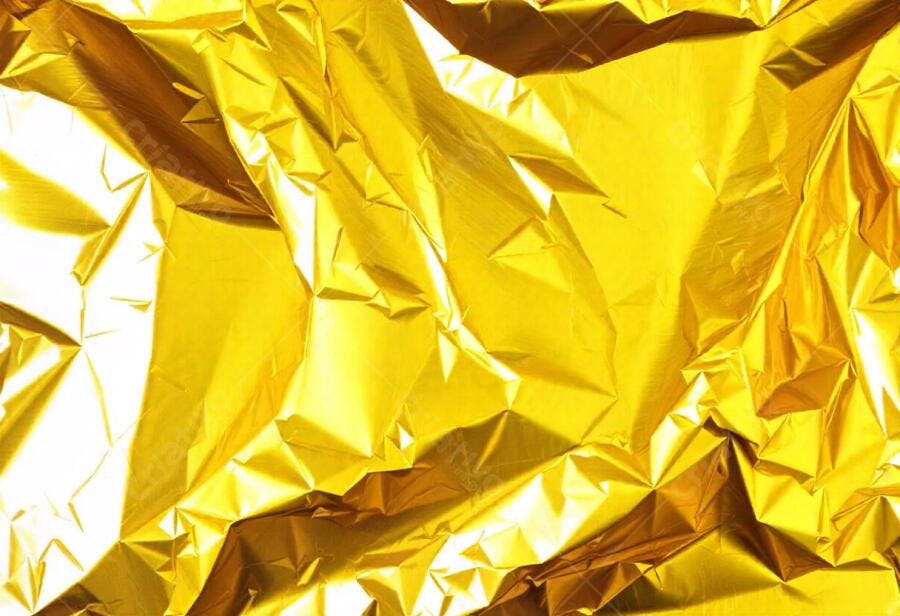 Foto Textura Papel Amassado Dourado Brilhante Abstrato