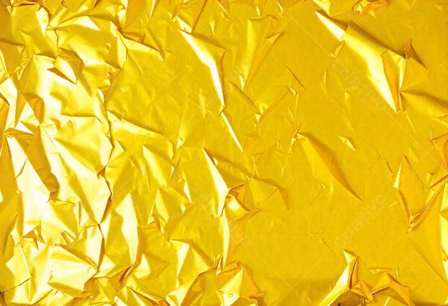 Foto Textura Papel Amassado Dourado Brilhante Fundo Abstrato