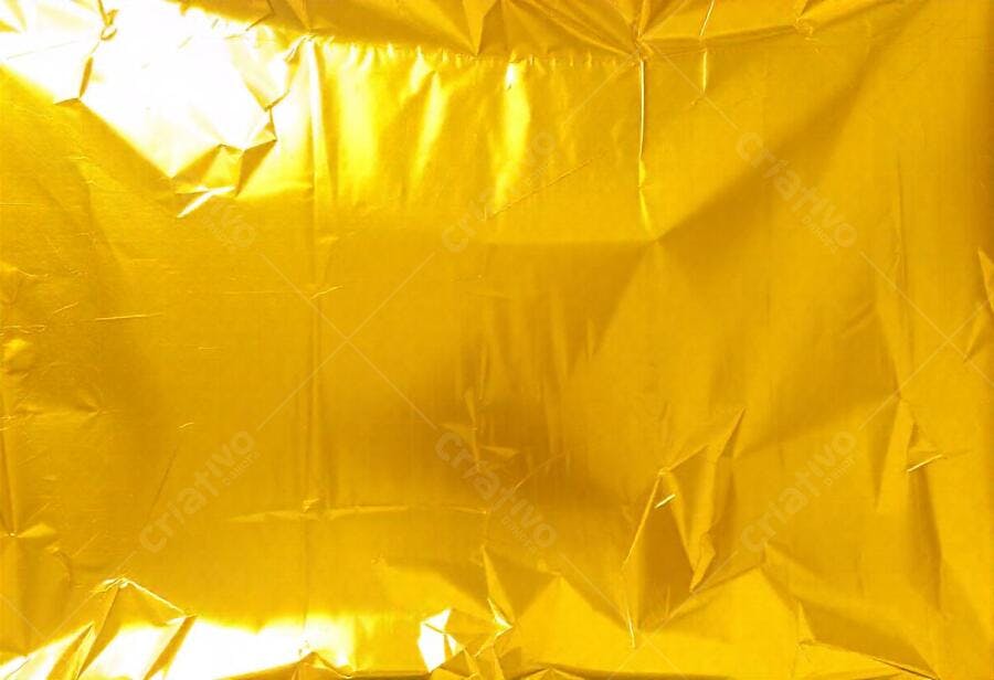 Foto Textura Papel Amassado Dourado Brilhante Fundo Abstrato