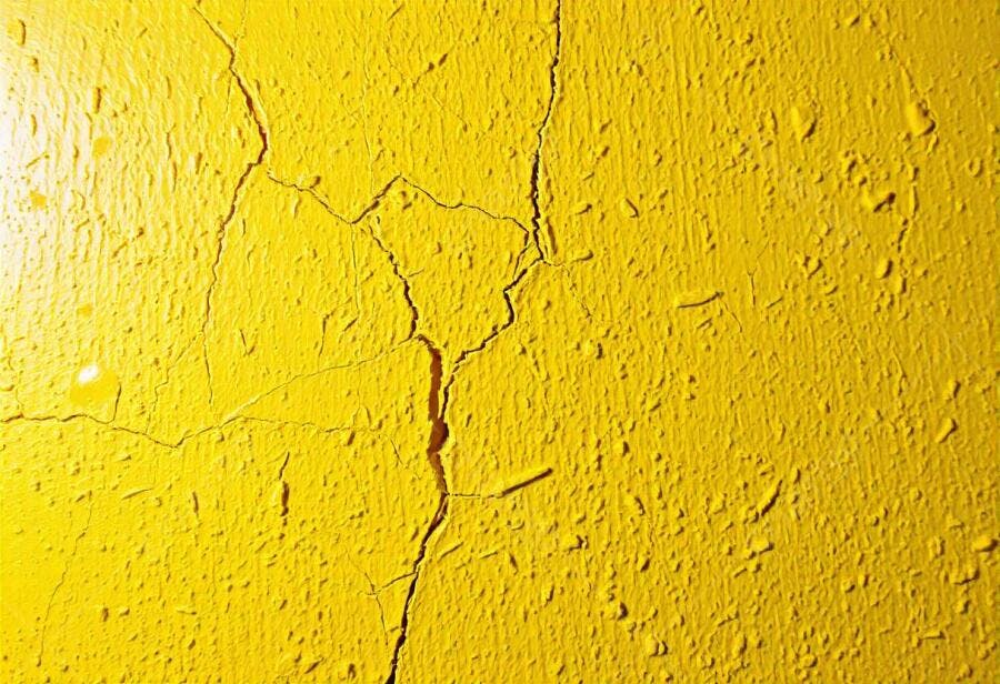 Foto Textura Parede Amarela Rachada Descascada Close-up