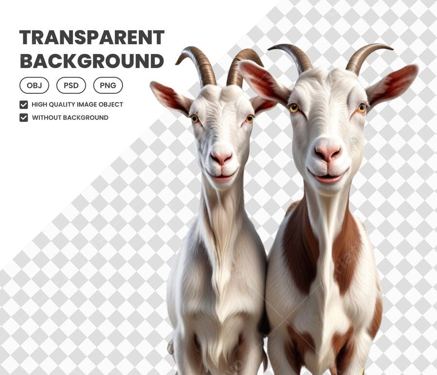 Ilustração Duas Cabras Brancas Marrons PNG Fundo Transparente