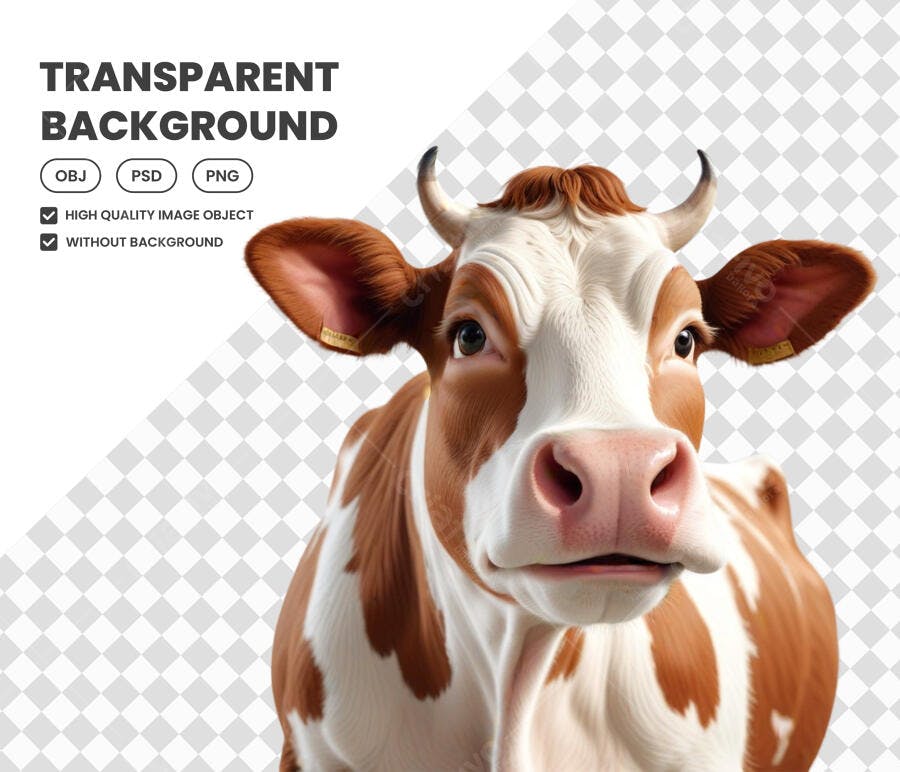 Ilustração Vaca Marrom Branca Fazenda PNG Fundo Transparente