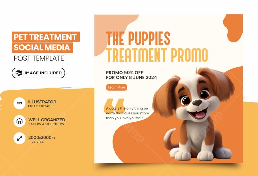 Ilustração Vetorial Cachorro Filhote Pet Shop Promoção
