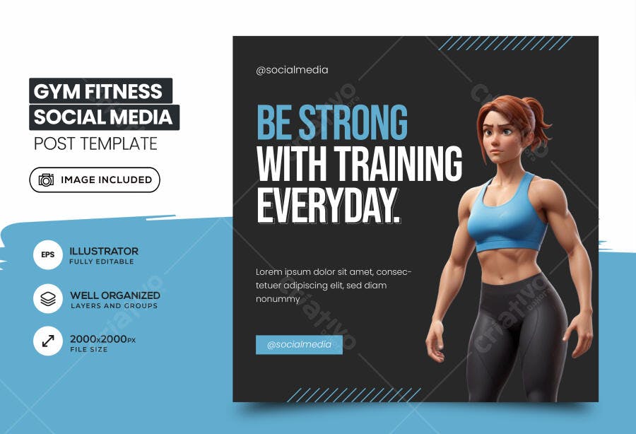 Ilustração Vetorial Mulher Fitness Academia 3D