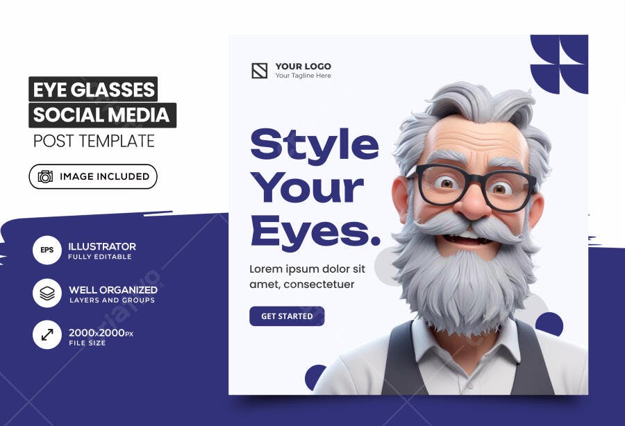Ilustração Vetorial Personagem Óculos Design 3D