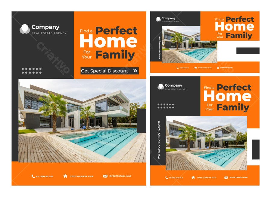 Kit Posts Imobiliária Vetorial Moderno Laranja