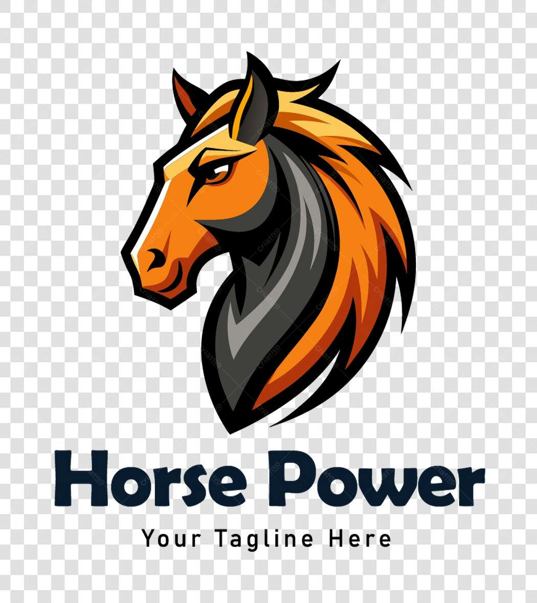 Logo Cavalo Mascote Esportes Laranja PNG Fundo Transparente