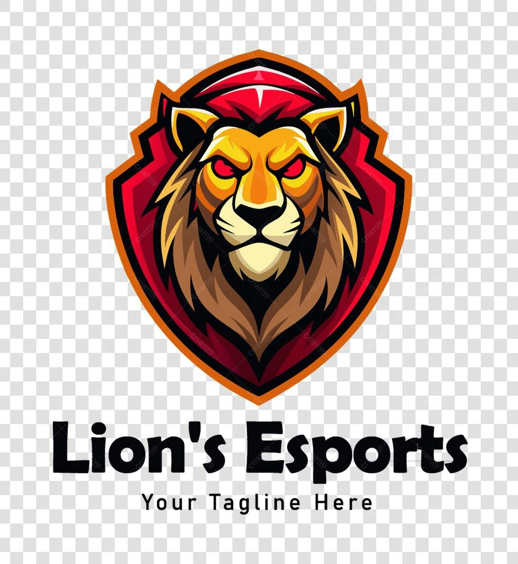 Logo Mascote Leão Esportes Eletrônicos PNG Fundo Transparente