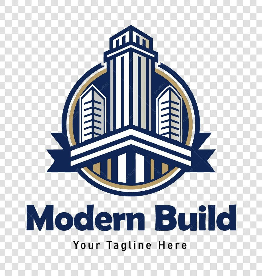 Logo Modern Build Prédios Construção PNG Fundo Transparente
