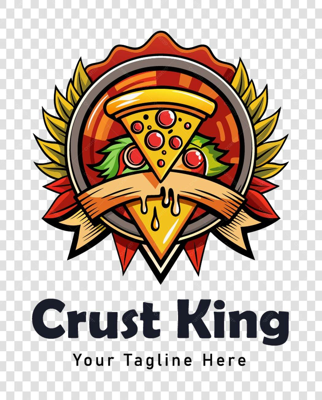 Logo Pizza Crust King Restaurante PNG Fundo Transparente