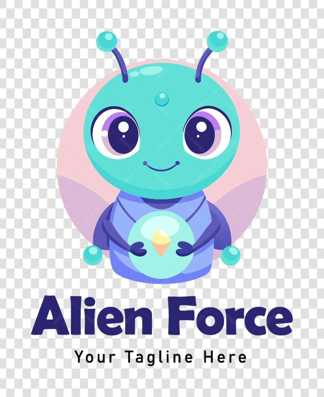 Personagem Ilustrado Alienígena Fofo Azul Roxo PNG Fundo Transparente
