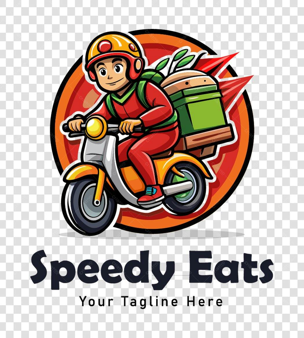 Personagem Ilustrado Entregador Moto Delivery PNG Fundo Transparente