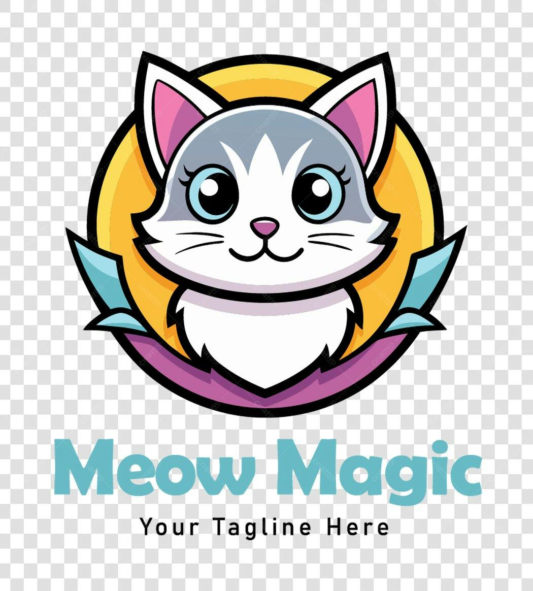 Personagem Ilustrado Gato Fofo Mascote Desenho PNG Fundo Transparente