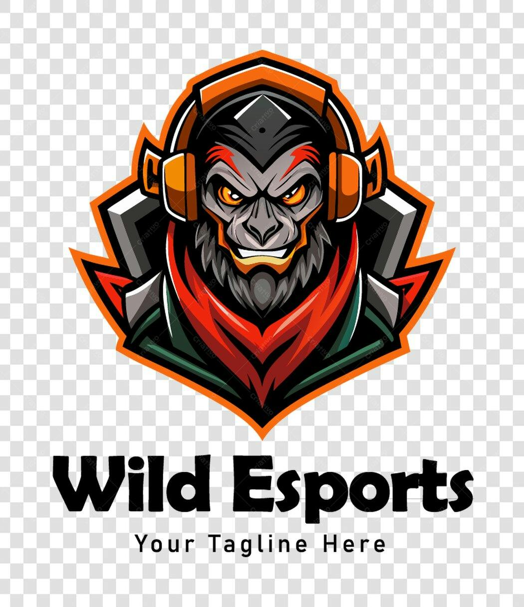 Personagem Ilustrado Gorila Gamer Esportes PNG Fundo Transparente