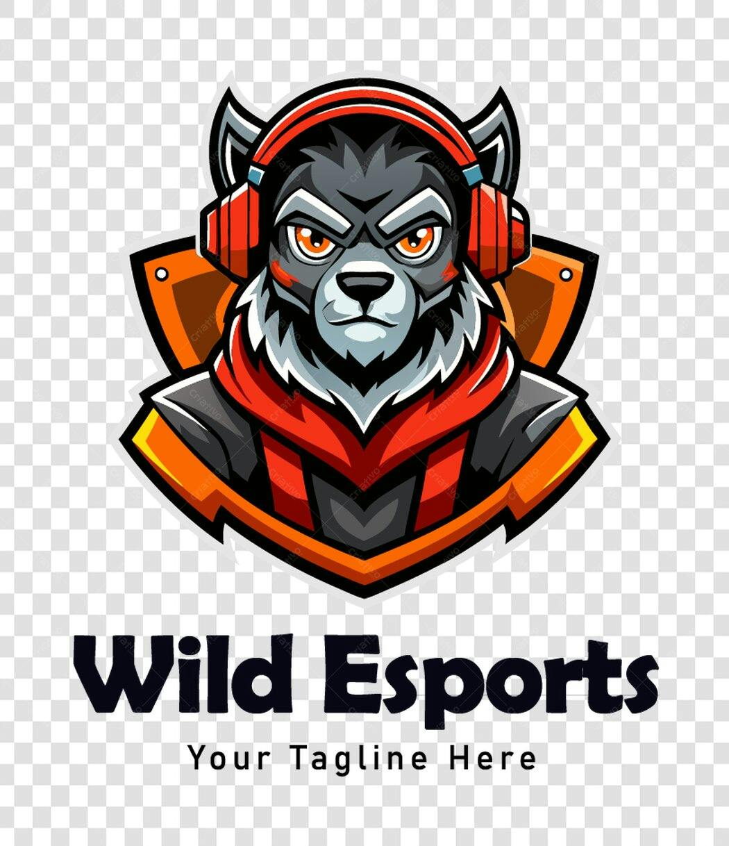 Personagem Ilustrado Lobo Gamer Esports PNG Fundo Transparente