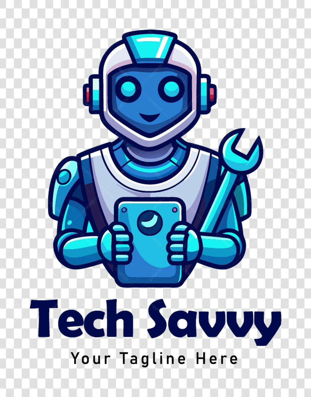 Personagem Ilustrado Robô Azul Assistência Técnica PNG Fundo Transparente