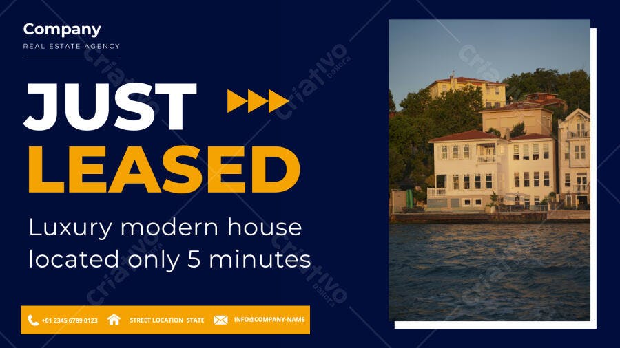 Post Imobiliário Alugado Just Leased Azul Moderno