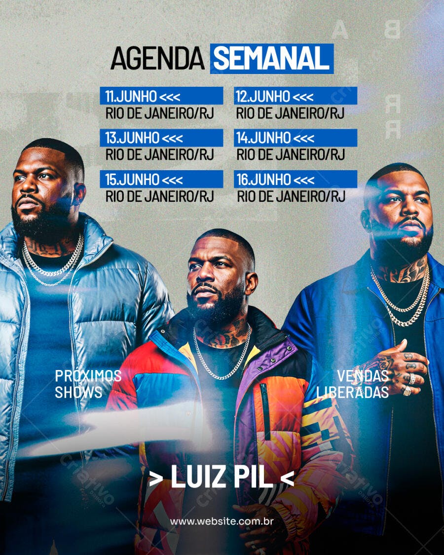 Post Instagram Agenda Semanal Eventos Junho PSD Editável