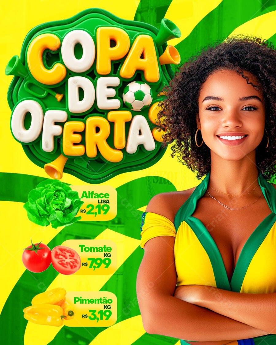 Post Instagram Copa de Oferta Hortifruti PSD Editável