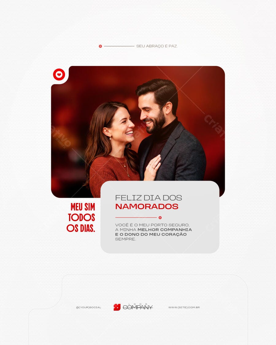 Post Instagram Dia dos Namorados Casal PSD Editável