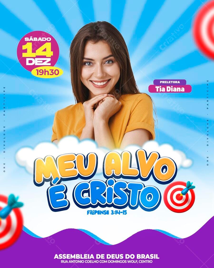 Post Instagram Evento Igreja Cristã PSD Editável