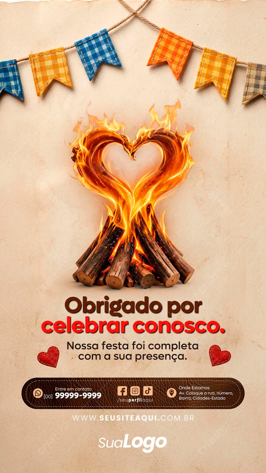 Post Instagram Festa Junina Agradecimento PSD Editável