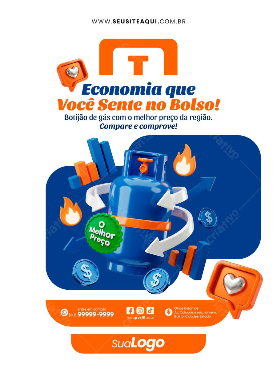 Post Instagram Gás Cozinha Economia PSD Editável