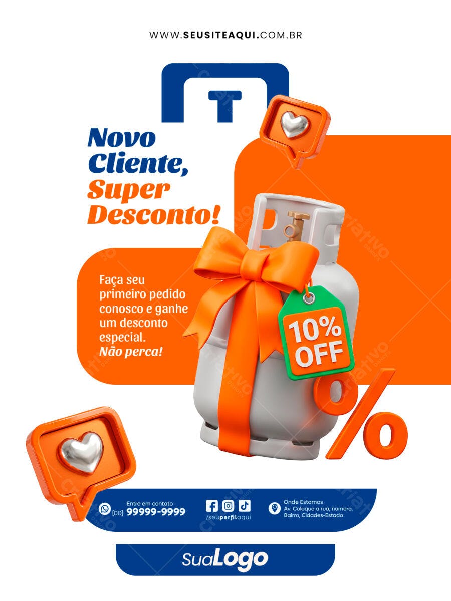 Post Instagram Gás Cozinha Novo Cliente PSD Editável
