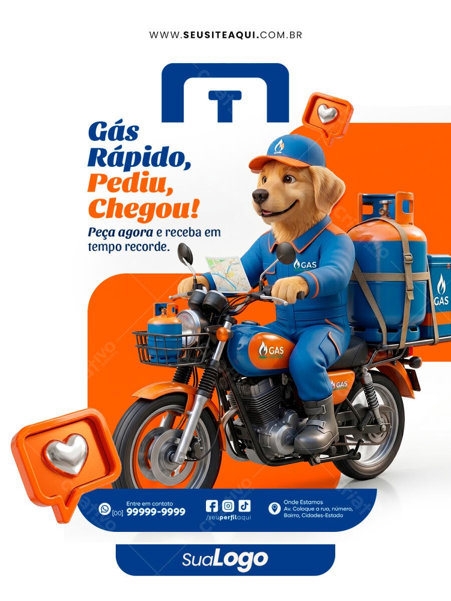Post Instagram Gás Delivery Rápido PSD Editável