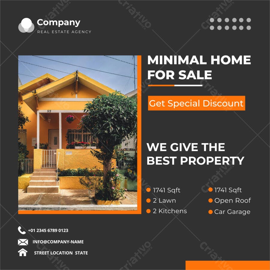 Post Instagram Imobiliária Minimalista Laranja Escuro