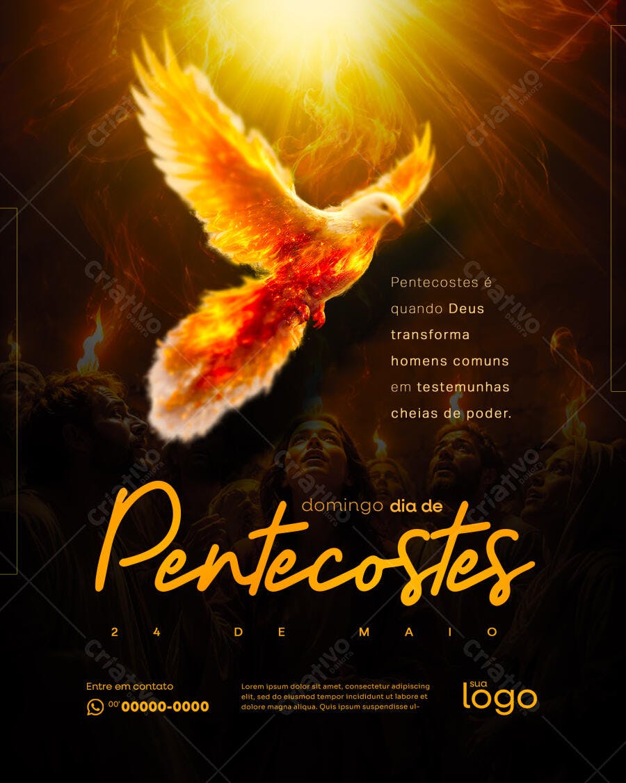 Post Instagram Pentecostes Igreja Evangélica PSD Editável
