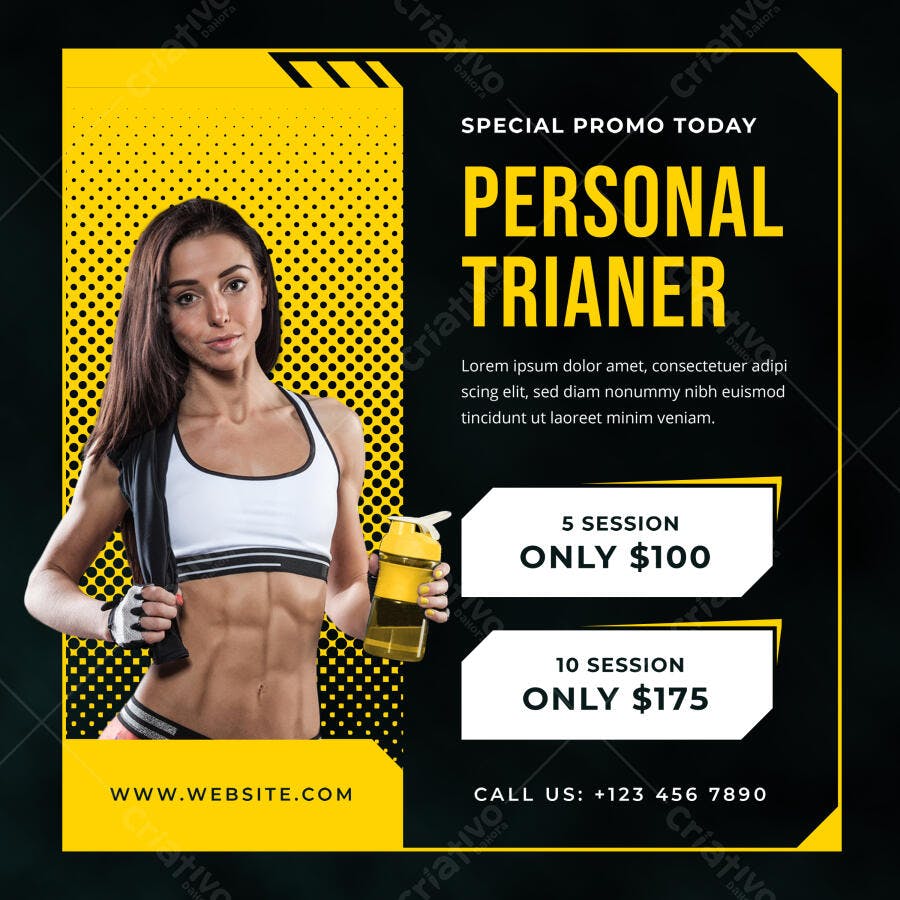 Post Instagram Personal Trainer Academia PSD Editável