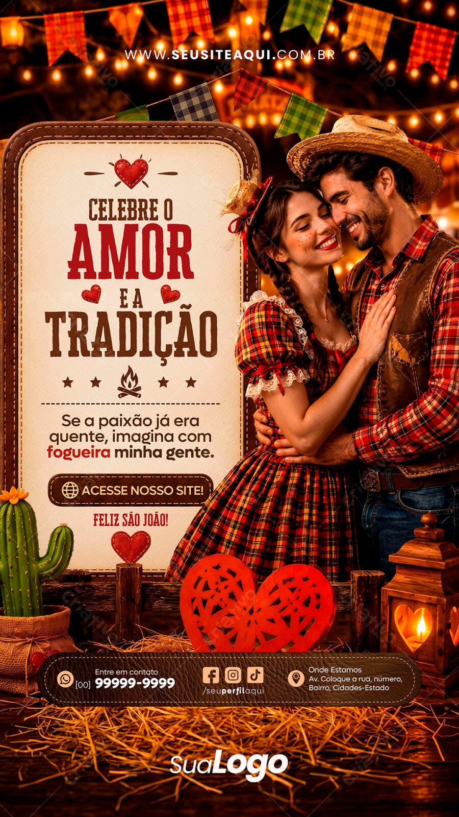 Post Instagram São João Amor e Tradição PSD Editável