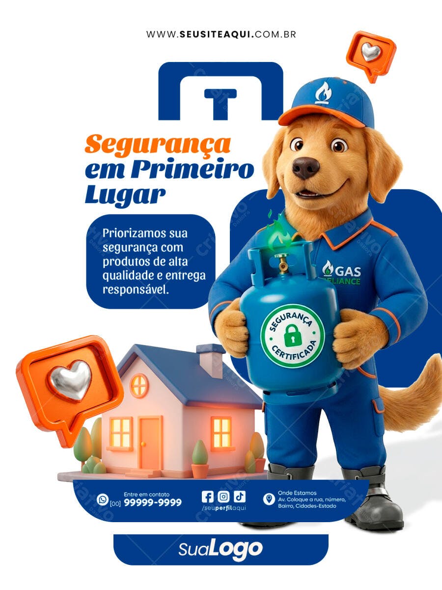 Post Social Media Gás de Cozinha Delivery PSD Editável