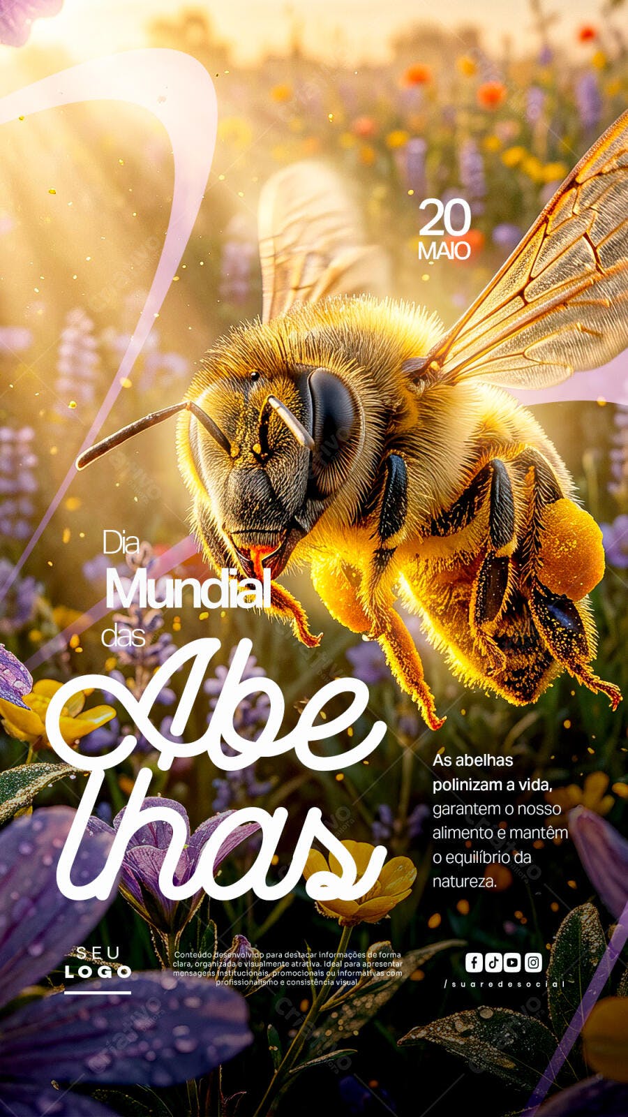 Story Dia Mundial das Abelhas 20 Maio PSD Editável