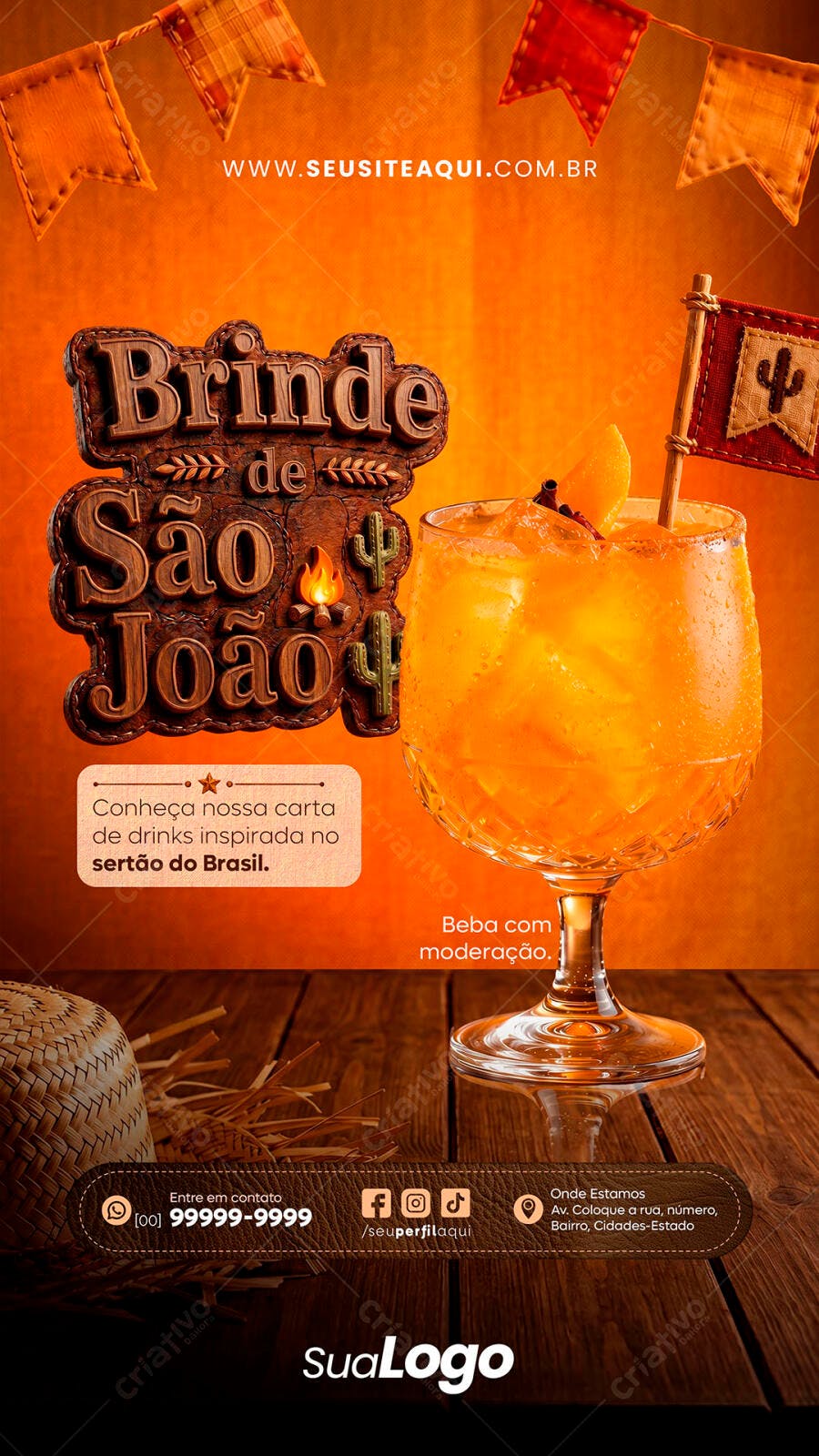 Story Instagram Brinde de São João Festa Junina PSD Editável