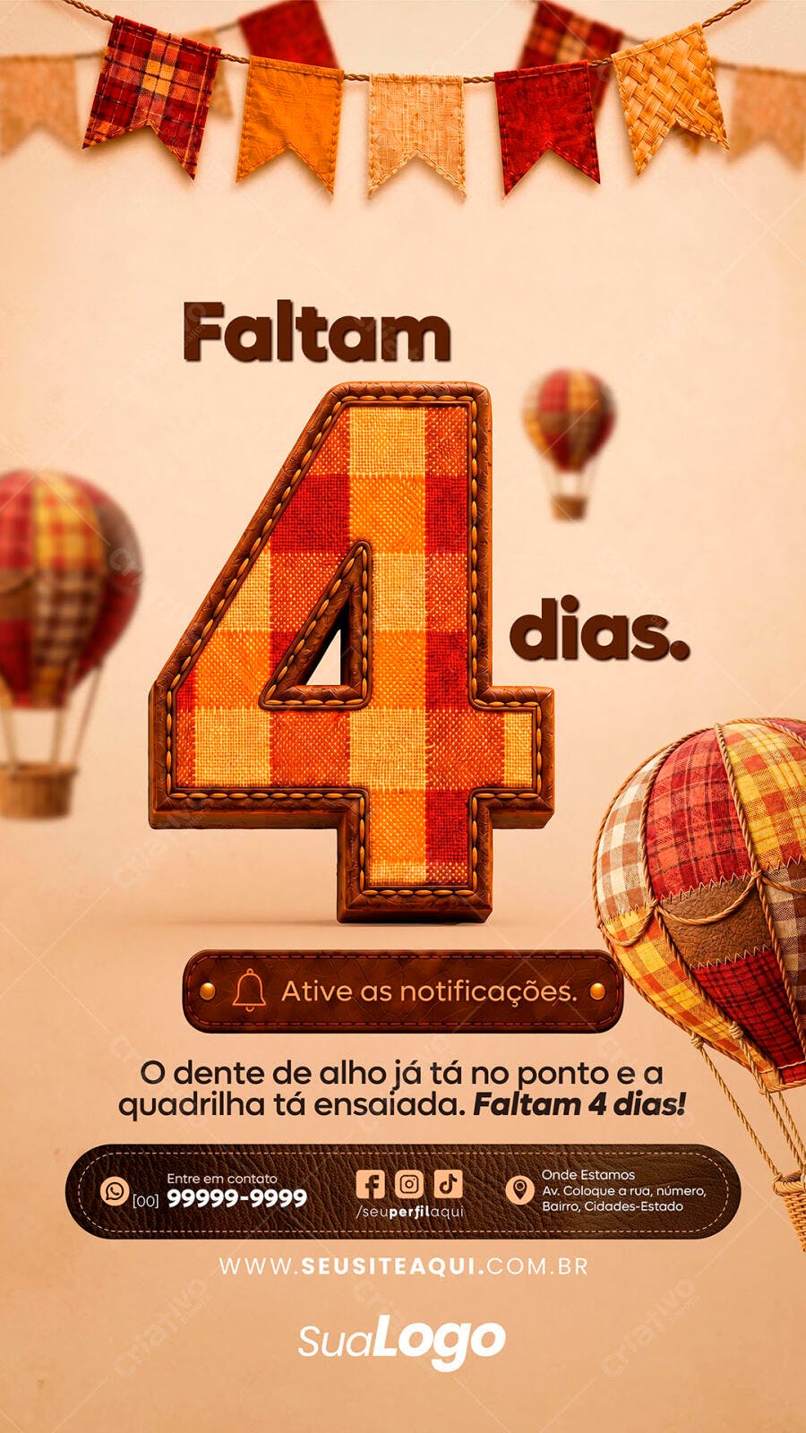 Story Instagram Contagem Regressiva Festa Junina PSD Editável