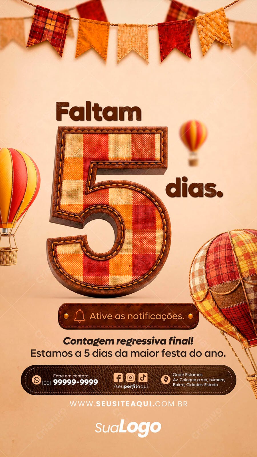 Story Instagram Contagem Regressiva Festa Junina PSD Editável