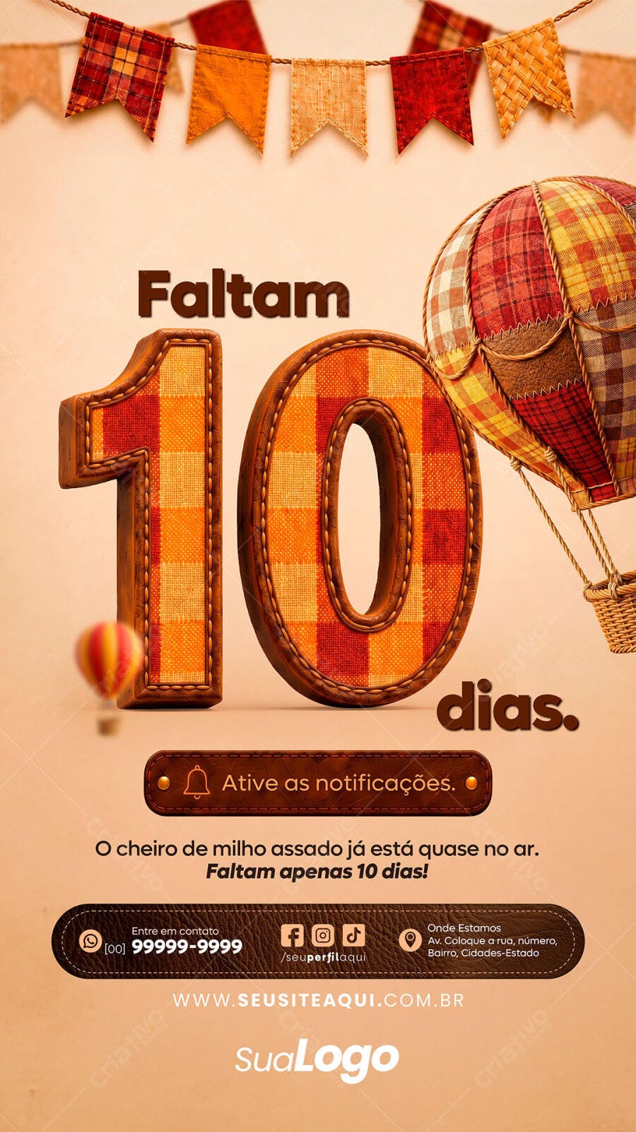Story Instagram Contagem Regressiva Festa Junina PSD Editável