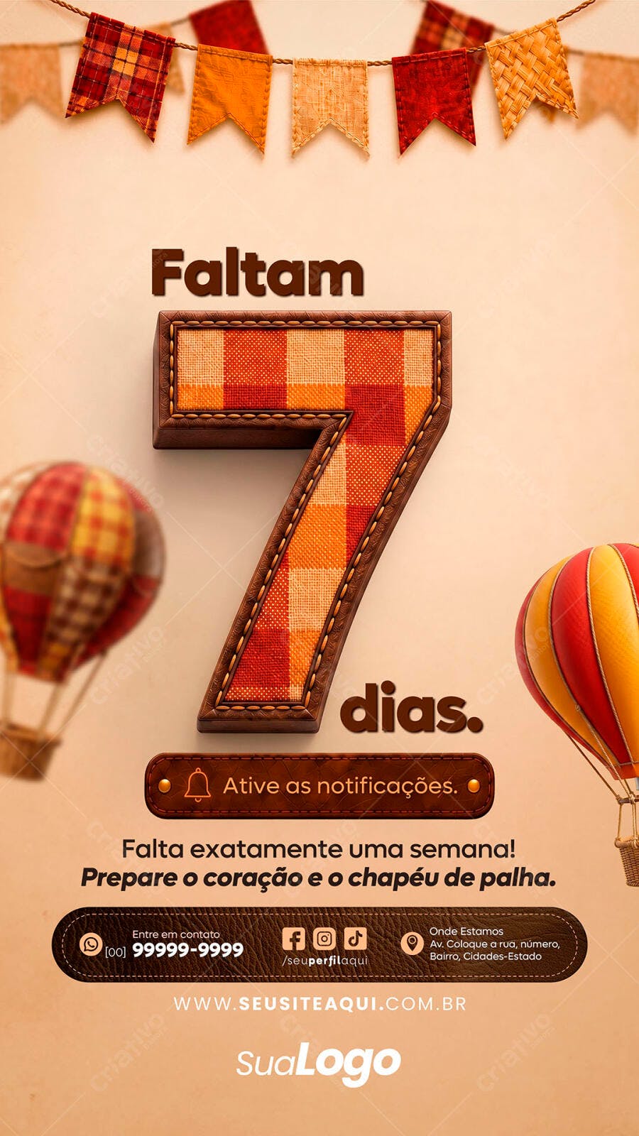 Story Instagram Contagem Regressiva Festa Junina PSD Editável