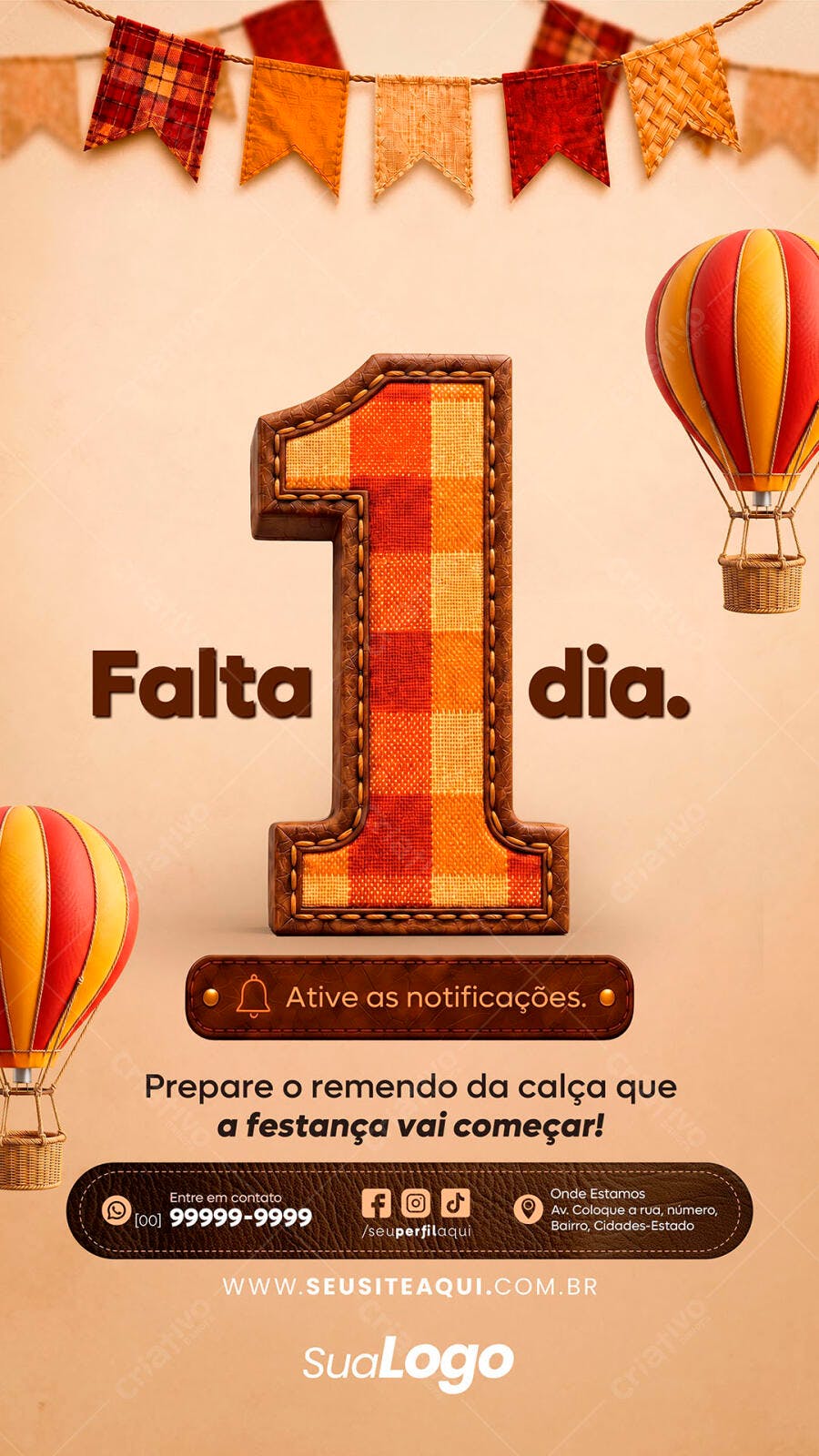 Story Instagram Festa Junina Contagem Regressiva PSD Editável
