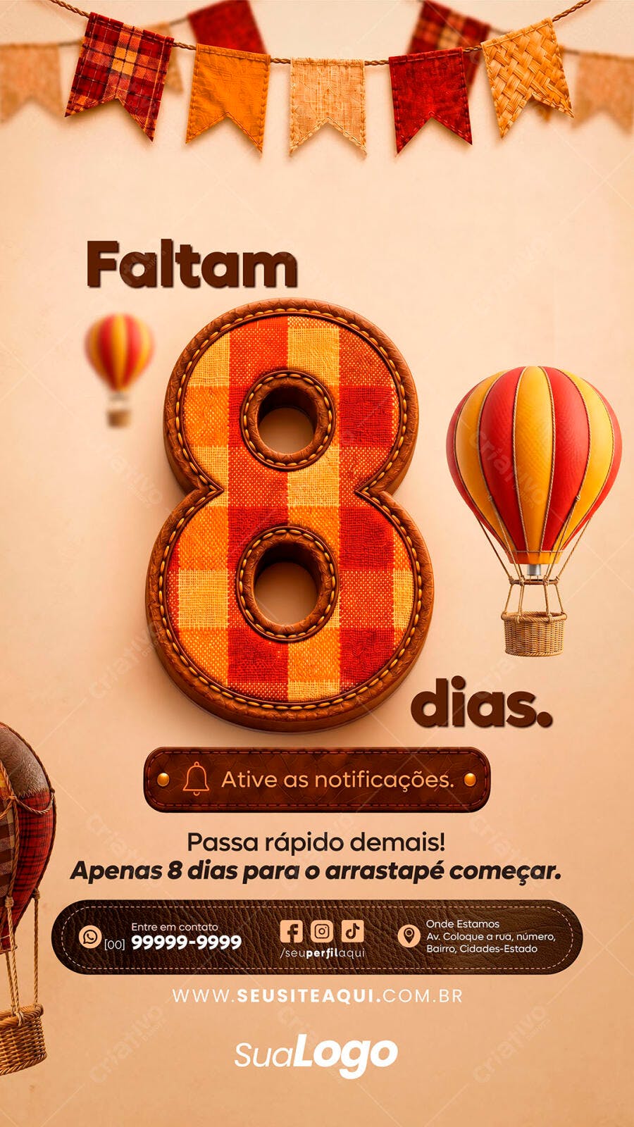 Story Instagram Festa Junina Contagem Regressiva PSD Editável