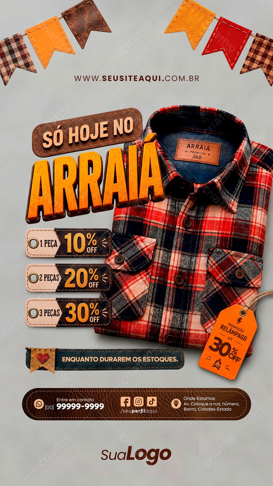 Story Instagram Festa Junina Loja de Roupas PSD Editável