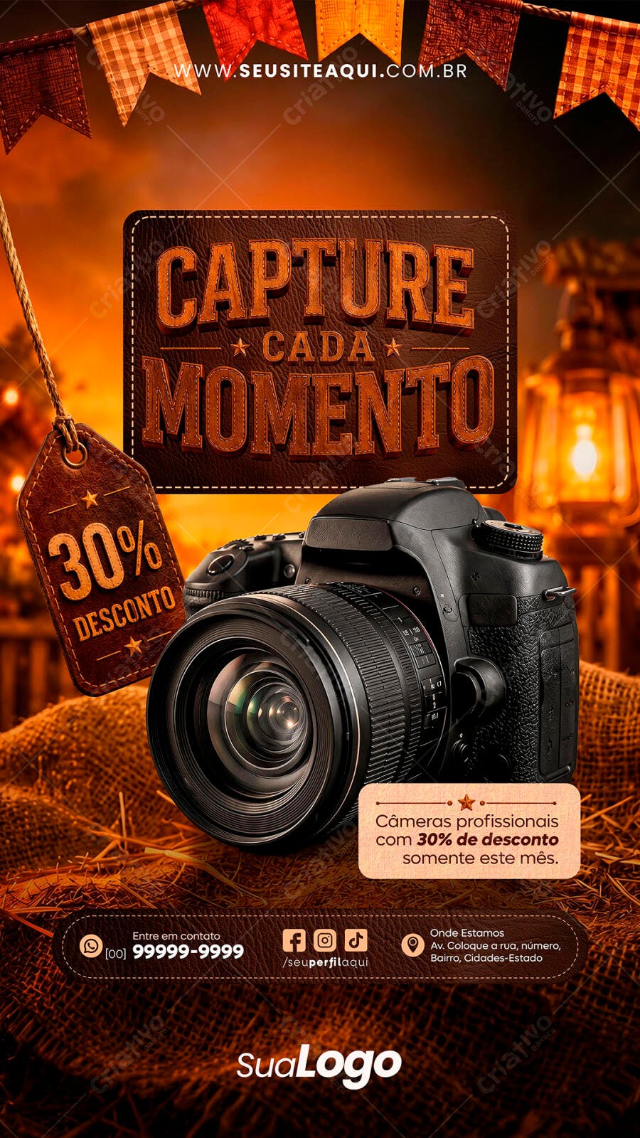 Story Instagram Fotografia Desconto Câmera PSD Editável