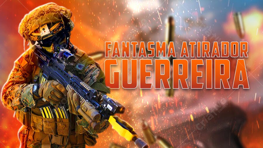 Capa Gamer Atirador Guerreira PSD Editável