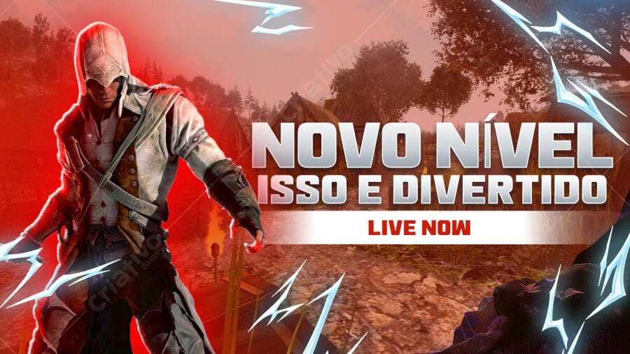 Capa Gamer Streamer Novo Nível PSD Editável