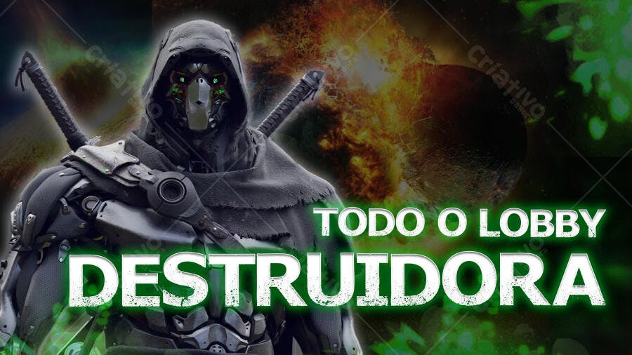 Capa Gamer Youtube Destruidora PSD Editável